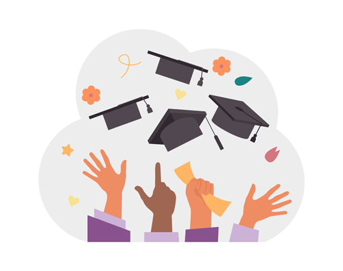 Clip art of graduation caps getting tossed in the air